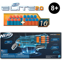 Nerf Elite 2.0 Warden Db 8 Blaster, 16 Official Nerf Darts, Blast 2 Darts At Once, Tactical Rail For Customizing Capability, Slam Fire, Multicolour, E9959, 6.67 X 50.8 X 21.59 Cm