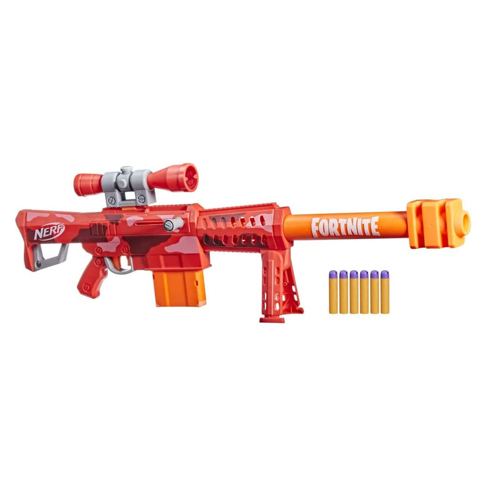 Nerf Fortnite Heavy Sr Blaster, Longest Nerf Fortnite Blaster Ever, Removable Scope, Bolt Action, 6 Official Nerf Mega Darts, 6 Dart Clip