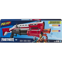 Nerf Fortnite Ts Blaster    Pump Action Dart Blaster, 8 Official Nerf Mega Fortnite Darts, Dart Storage Stock    For Youth, Teens, Adults