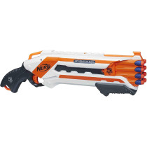 Nerf Rough Cut 2X4 Elite Blaster    8 Dart Capacity, Fires 2 Darts At Once    Pump Action, Slam Fire    Includes 8 Official Nerf Elite Darts