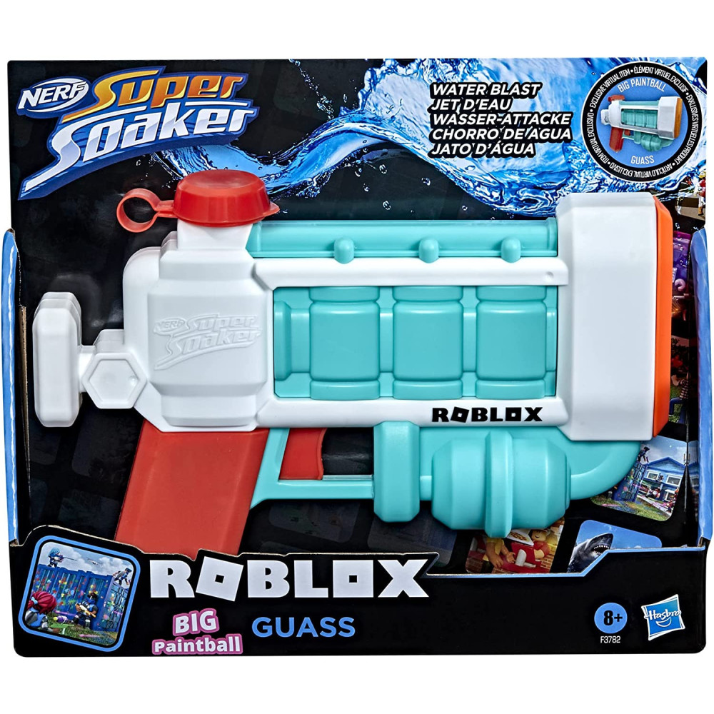 Nerf Super Soaker Roblox Big Paintball: Guass Water Blaster, Includes Code To Redeem Exclusive Virtual Item, Trigger Pull Soakage, F3782