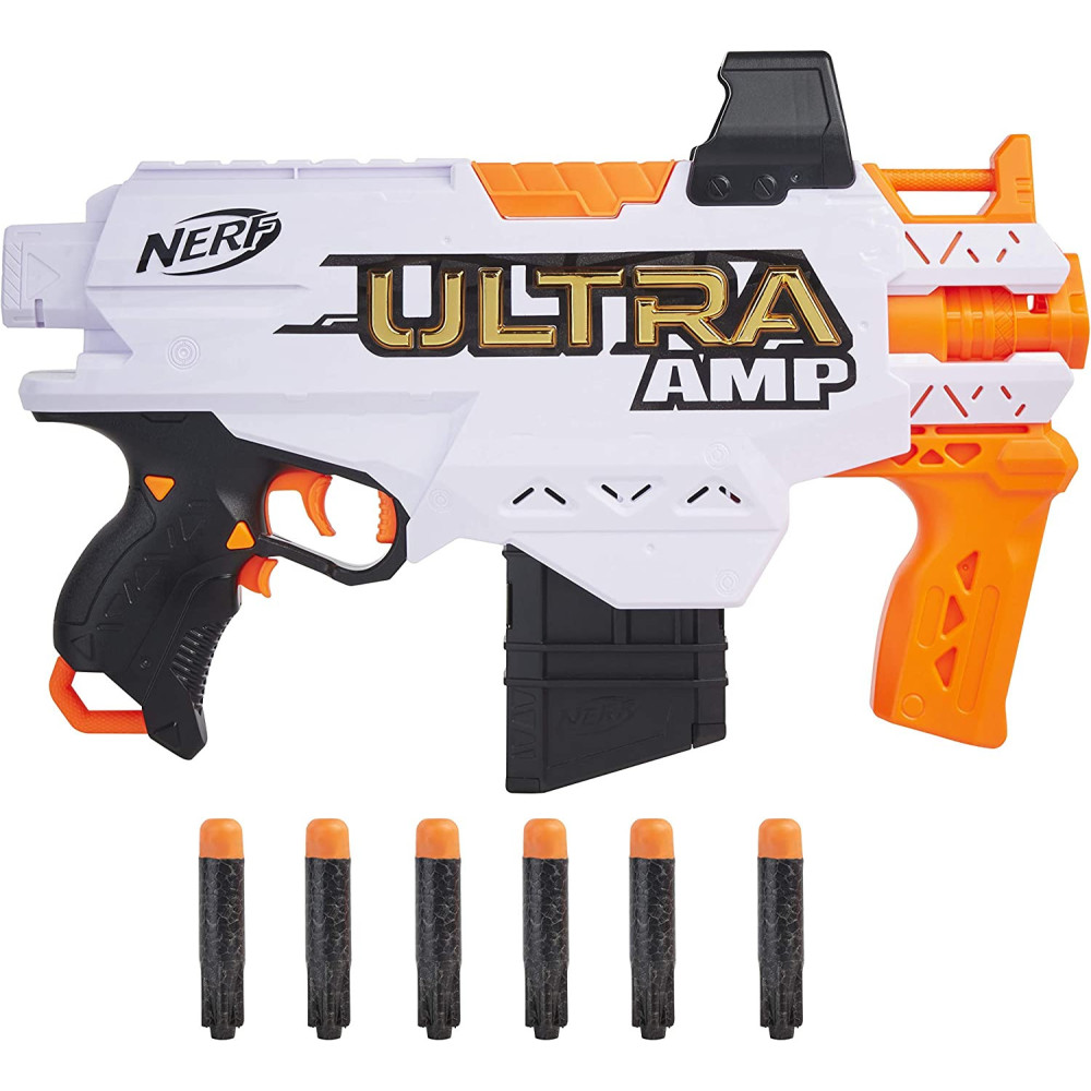 Nerf Ultra Amp Motorized Blaster, 6 Dart Clip, 6 Nerf Ultra Darts, Compatible Only With Nerf Ultra Darts