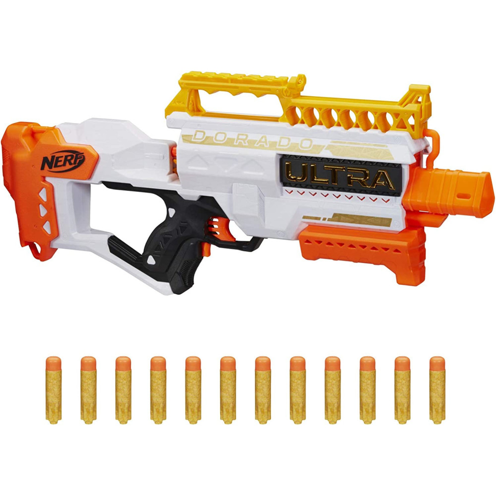 Nerf Ultra Dorado Motorized Blaster, Gold Accents, Fast Back Loading, 12 Darts, Compatible Only With Nerf Ultra Darts
