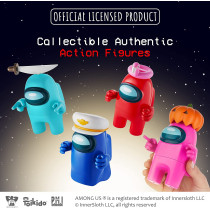 P.M.I. Among Us Action Figures | All Four 4.5 Inch Tall Collectibles | Among Us Toys And Playable Mini Toys | Red, Pink, And Cyan Crewmates And Blue Ghost With 8 Hats And Hands | Kids' Toys