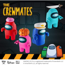 P.M.I. Among Us Action Figures | All Four 4.5 Inch Tall Collectibles | Among Us Toys And Playable Mini Toys | Red, Pink, And Cyan Crewmates And Blue Ghost With 8 Hats And Hands | Kids' Toys