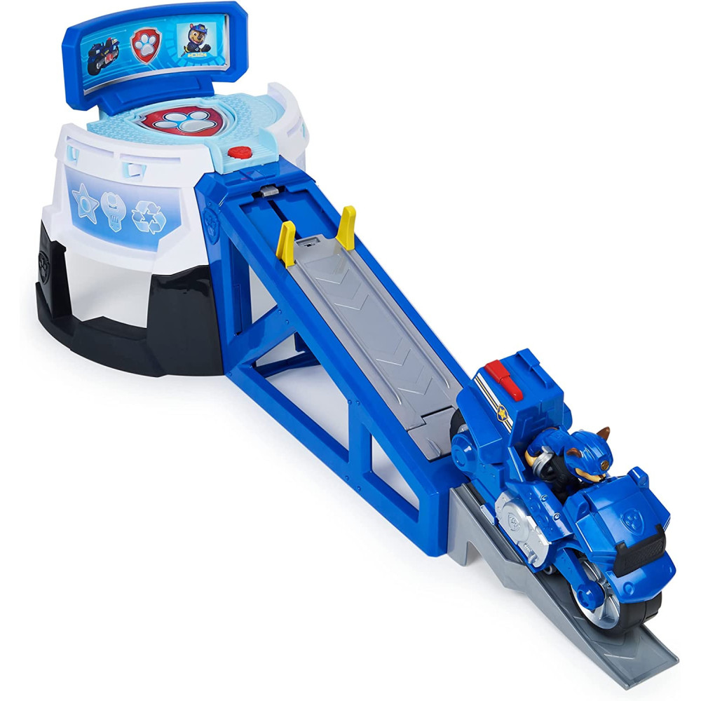 Paw Patrol Moto Pups Moto Hq Playset With Sounds And Exclusive Chase Figure And Motorcycle Vehicle, Multicolor