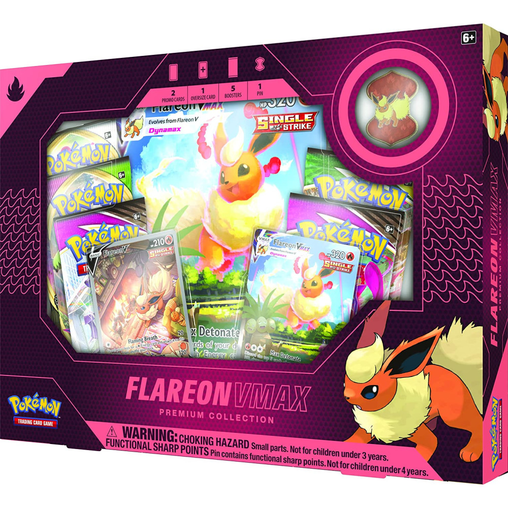 Pokemon | Vaporeon Vmax / Jolteon Vmax /Flareon Vmax Premium Collection (One At Random) | Card Game | Ages 6+ | 2 Players | 10+ Minutes Playing Time