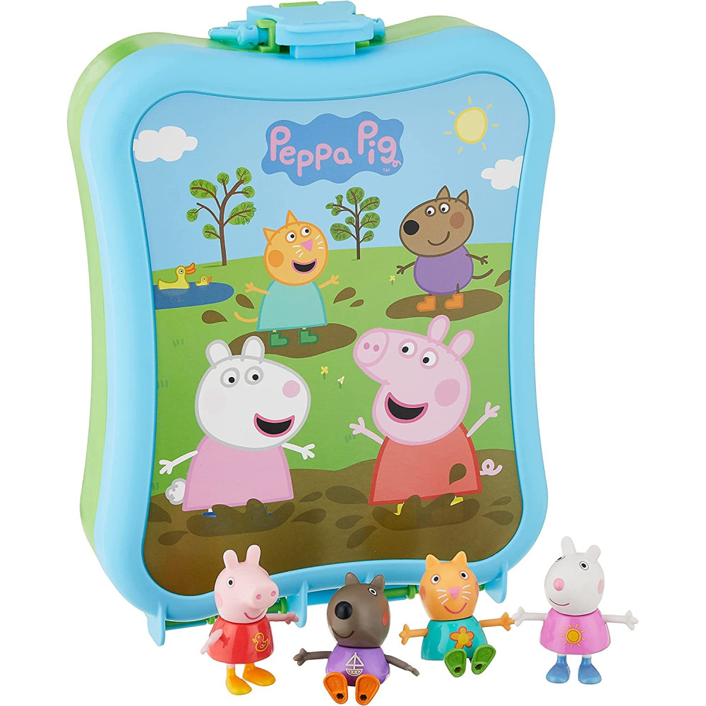 Peppa Pig Peppa'S Adventures Peppa'S Carry-Along Friends Case Toy, Includes 4 Figures And Carrying Case, Ages 3 And Up