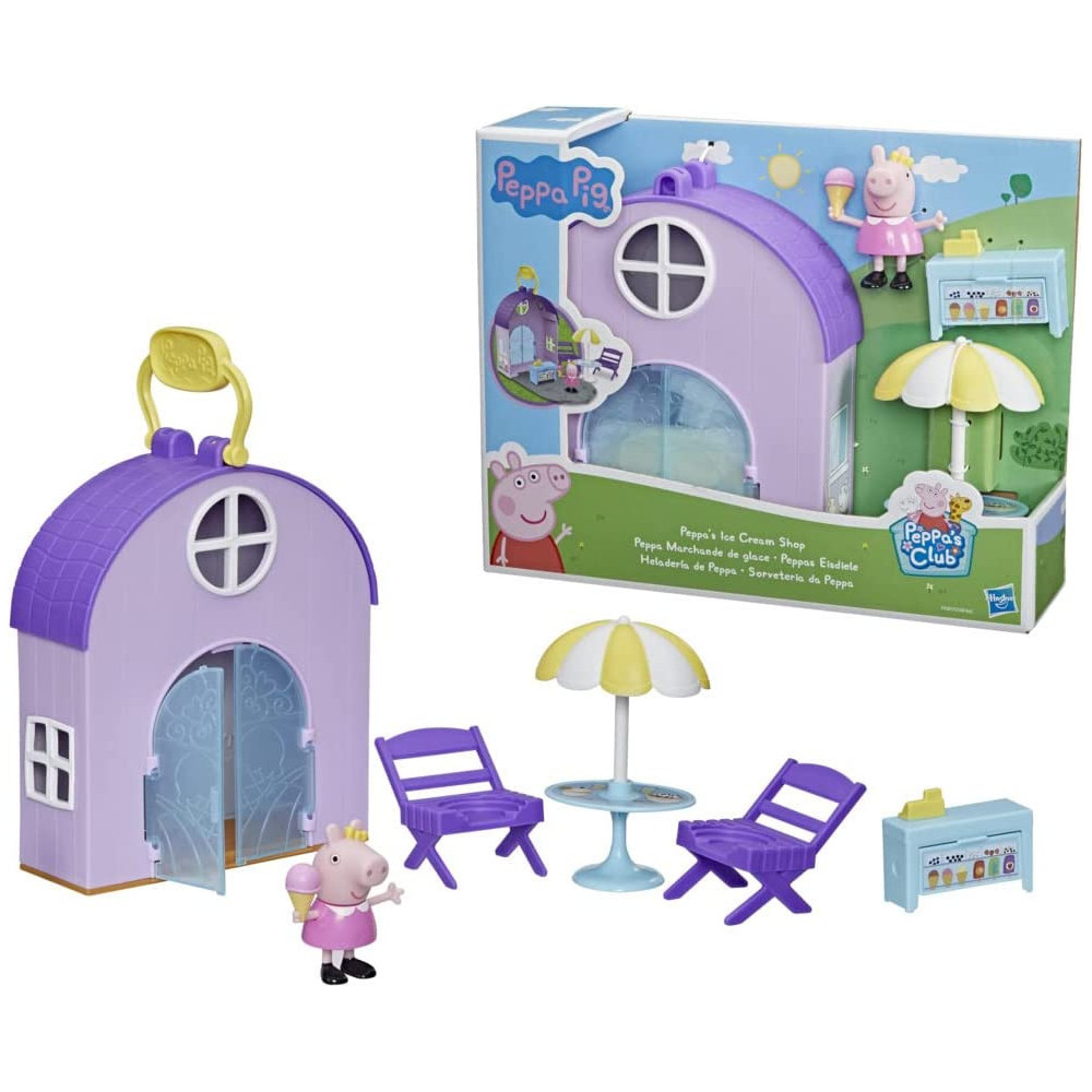 Peppa Pig Peppa'S Club Peppa'S Ice Cream Shop Preschool Playset Toy, Includes 1 Figure, 4 Accessories, Carry Handle, For Ages 3 And Up