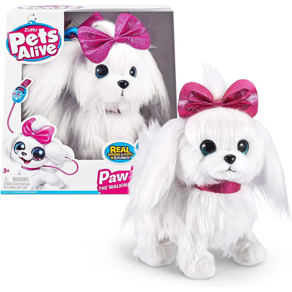 Pets Alive Lil' Paw Paw The Walking Puppy By Zuru Interactive Dog Toys That Walk, Waggle, And Barks, Interactive Plush Pet, Electronic Leash, Soft Puppy Toy For Kids And Girls