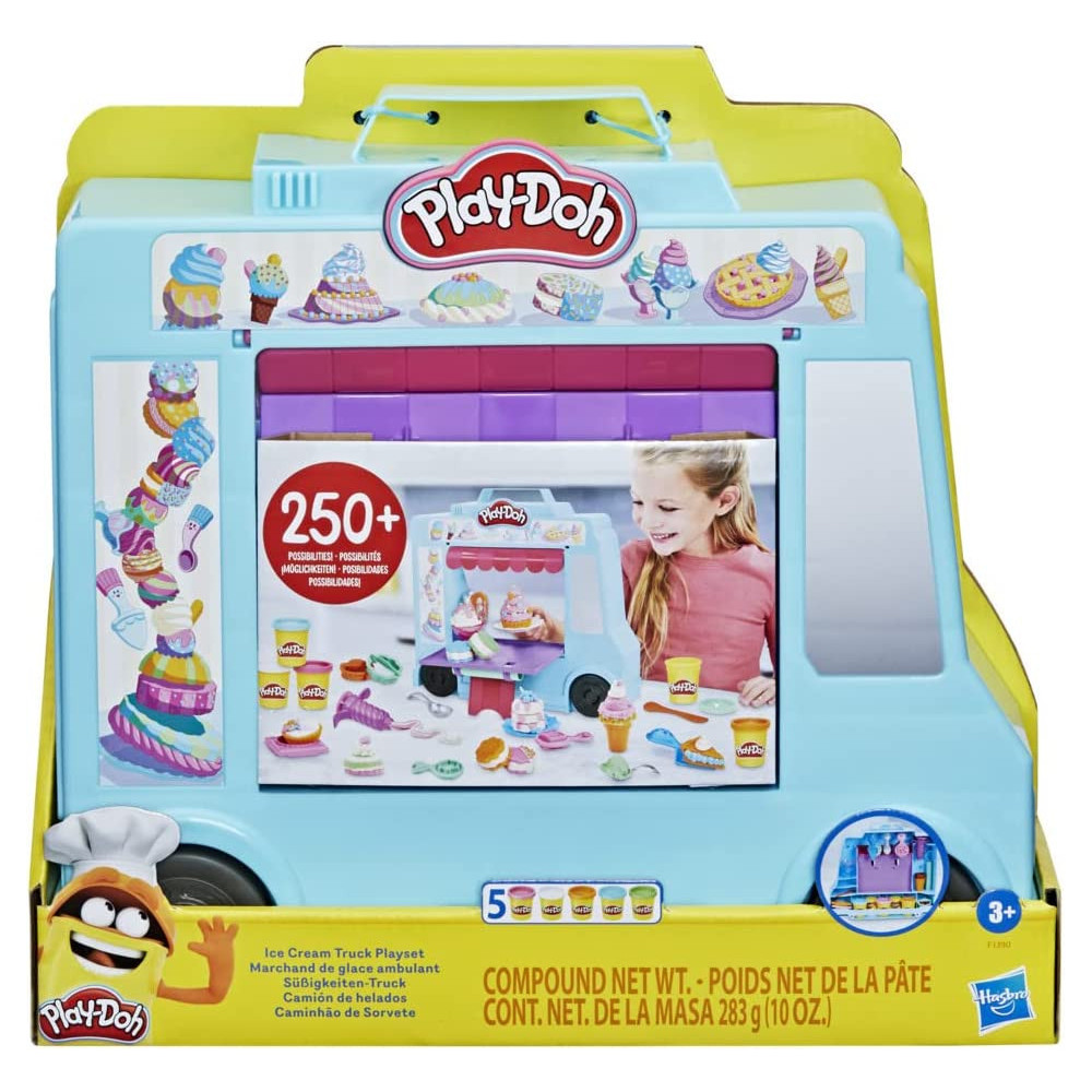 Play Doh Ice Cream Truck Playset, Pretend Play Toy For Kids 3 Years And Up With 20 Tools, 5 Modeling Compound Colors, Over 250 Possible Combinations, Multicolour, F1390