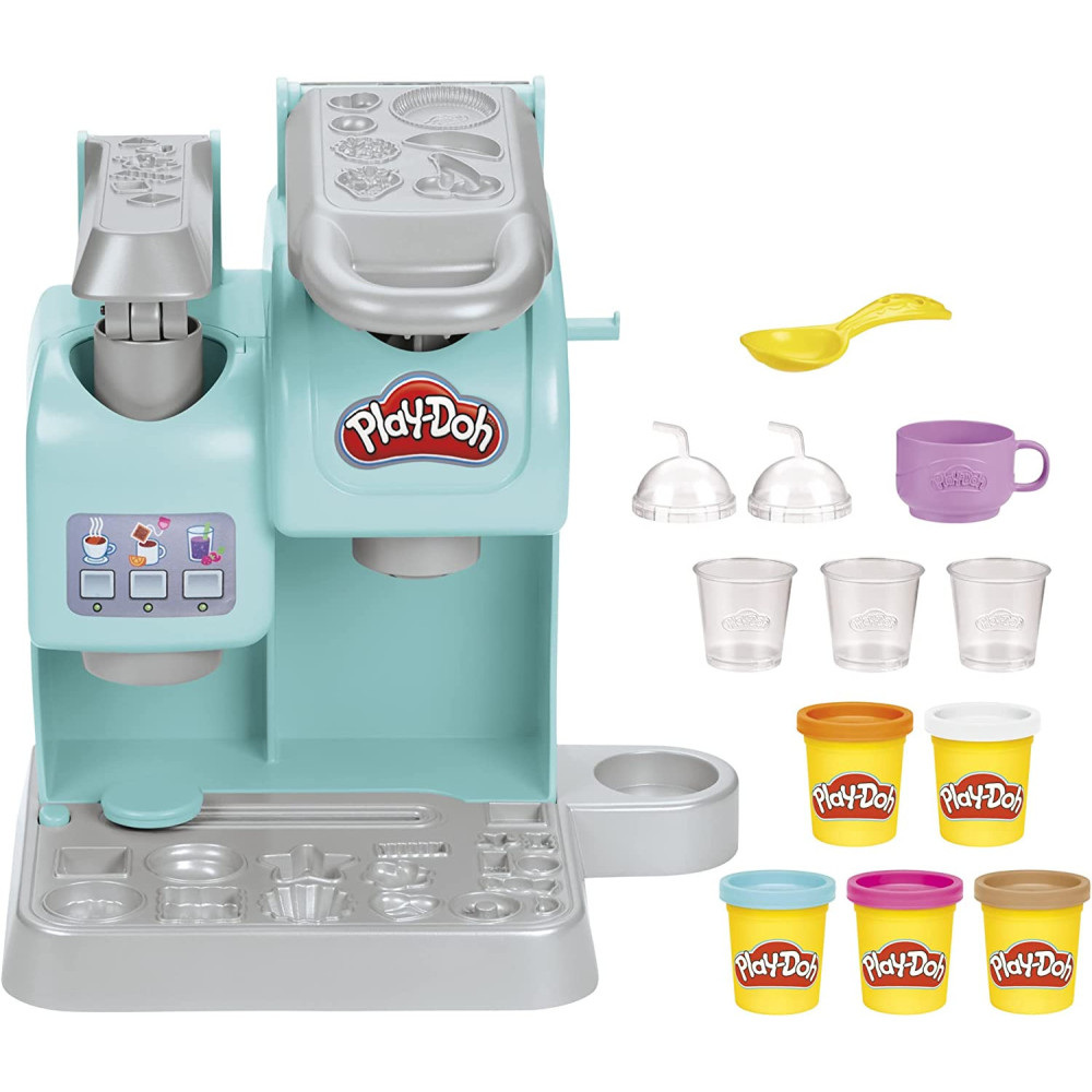 Play-Doh Kitchen Creations Colorful Cafe Playset With 5 Modeling Compound Colors, Play Food Coffee Toy For Kids 3 Years And Up, Non-Toxic