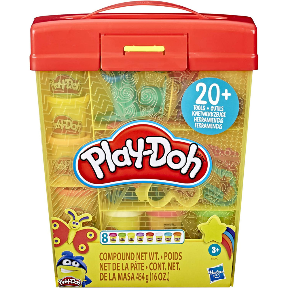 Play-Doh Large Tools And Storage Activity Set With 8 Non-Toxic Play-Doh Colors And 20-Plus Tools
