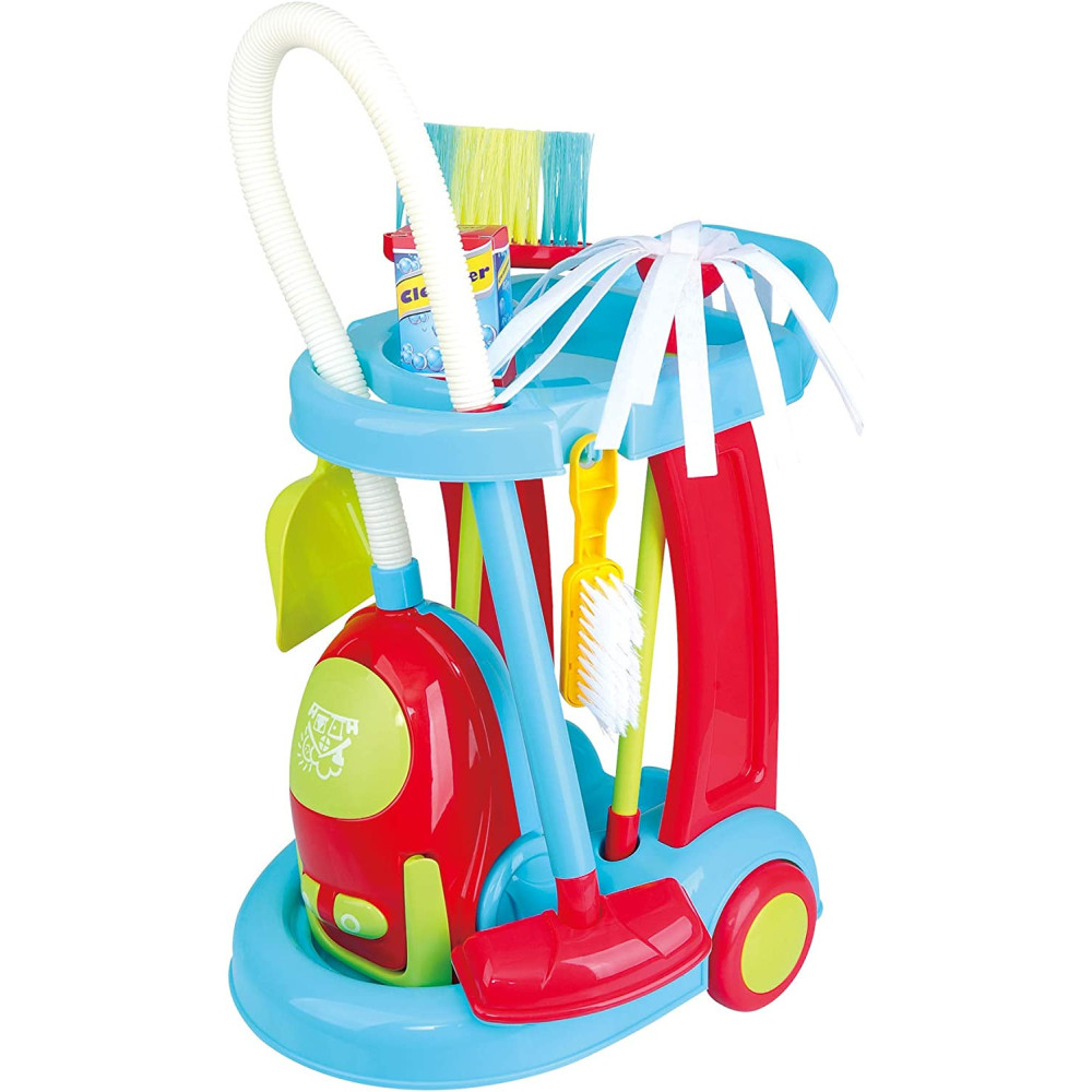 Playgo My Cleaning Trolley With Vacuum Cleaner Toy 7 Pc Home Products For Kids Pretend Play Set For Kids Age 3 Years & Up