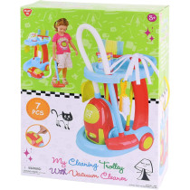 Playgo My Cleaning Trolley With Vacuum Cleaner Toy 7 Pc Home Products For Kids Pretend Play Set For Kids Age 3 Years & Up