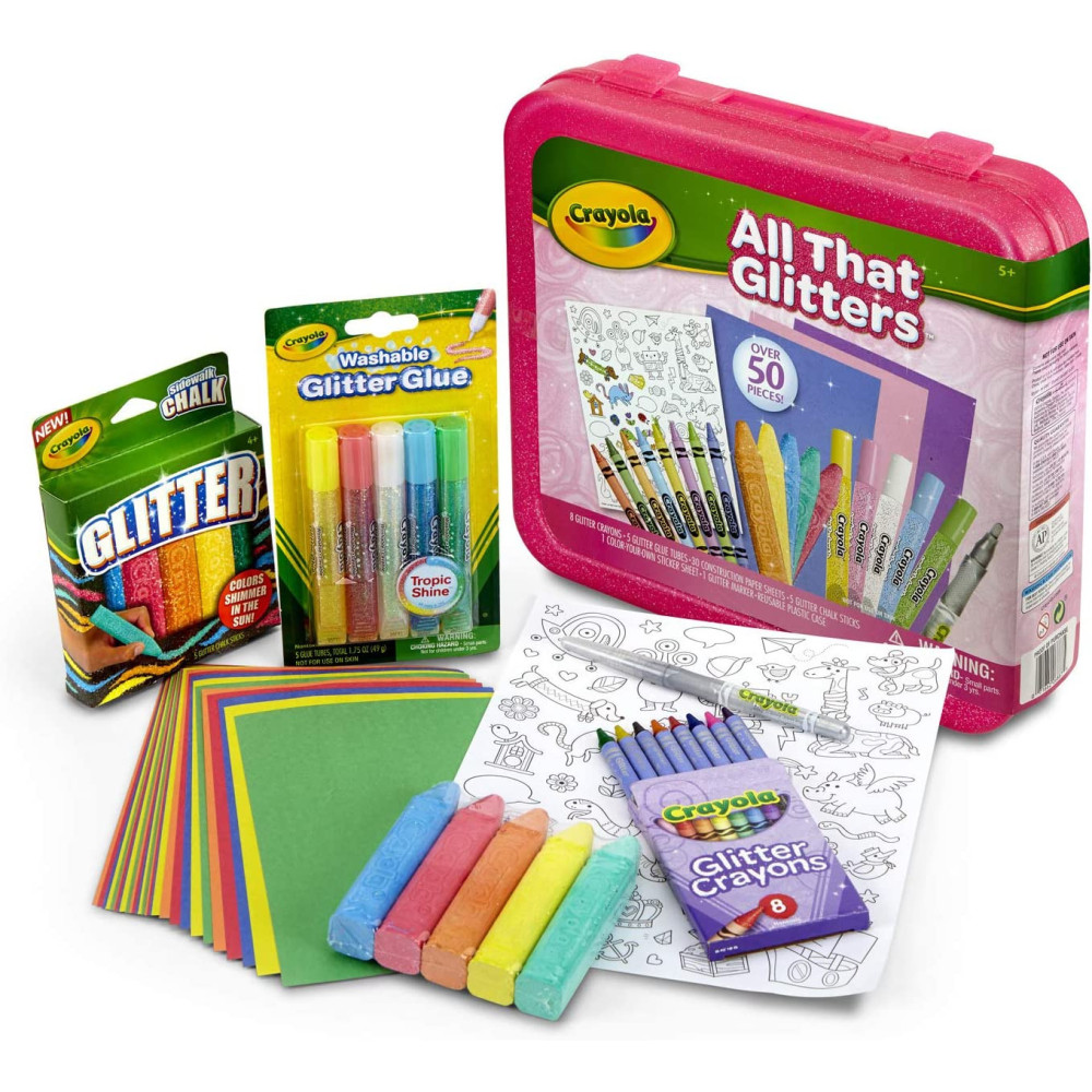 Crayola All That Glitters Art Case Coloring Set, Toys, Gift for Kids Age 5+, Pink