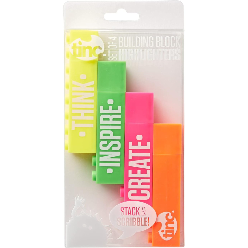 Tinc Building Block Stacking Highlighter Pack Of 4, Multicolour