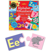 Eeboo Alphabet And Numbers Puzzle Pairs, Match Pictures to Letters Game, For Kids Age 3 Years And Above