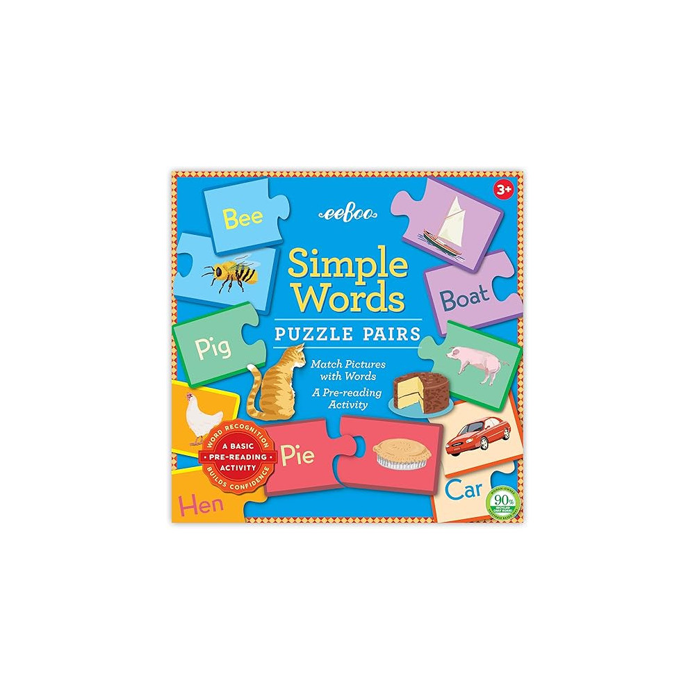 Eeboo Simple Word Educational Flash Cards Educational Flash Cards For Kids Age 3 Years And Above