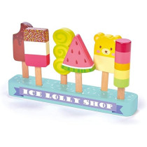 Tender Leaf Toys Ice Lolly Shop 13 Pcs Pretend Food Play Toy with 6 Wooden Popsicles Ice Cream Bars For Kids Age 3 years And Above