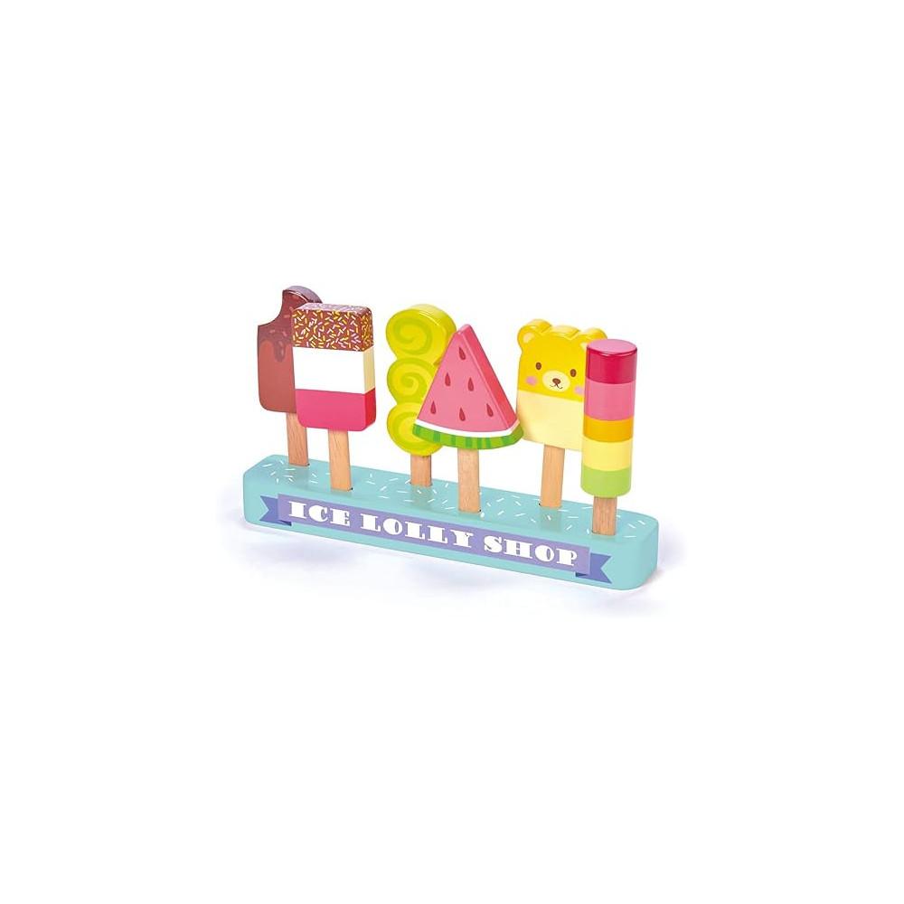 Tender Leaf Toys Ice Lolly Shop 13 Pcs Pretend Food Play Toy with 6 Wooden Popsicles Ice Cream Bars For Kids Age 3 years And Above