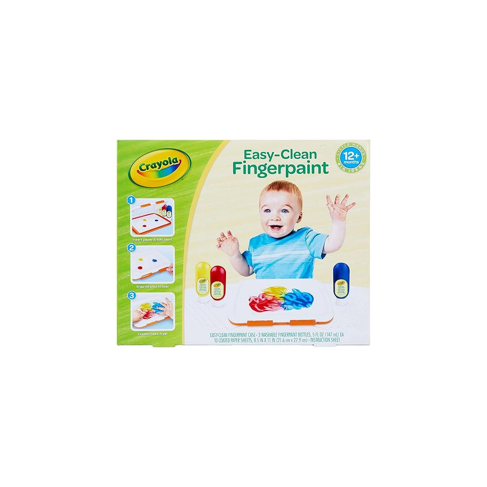 Crayola Easy Clean Fingerpaint With Case And Instruction Sheet For Kids Age 12 Months And Above