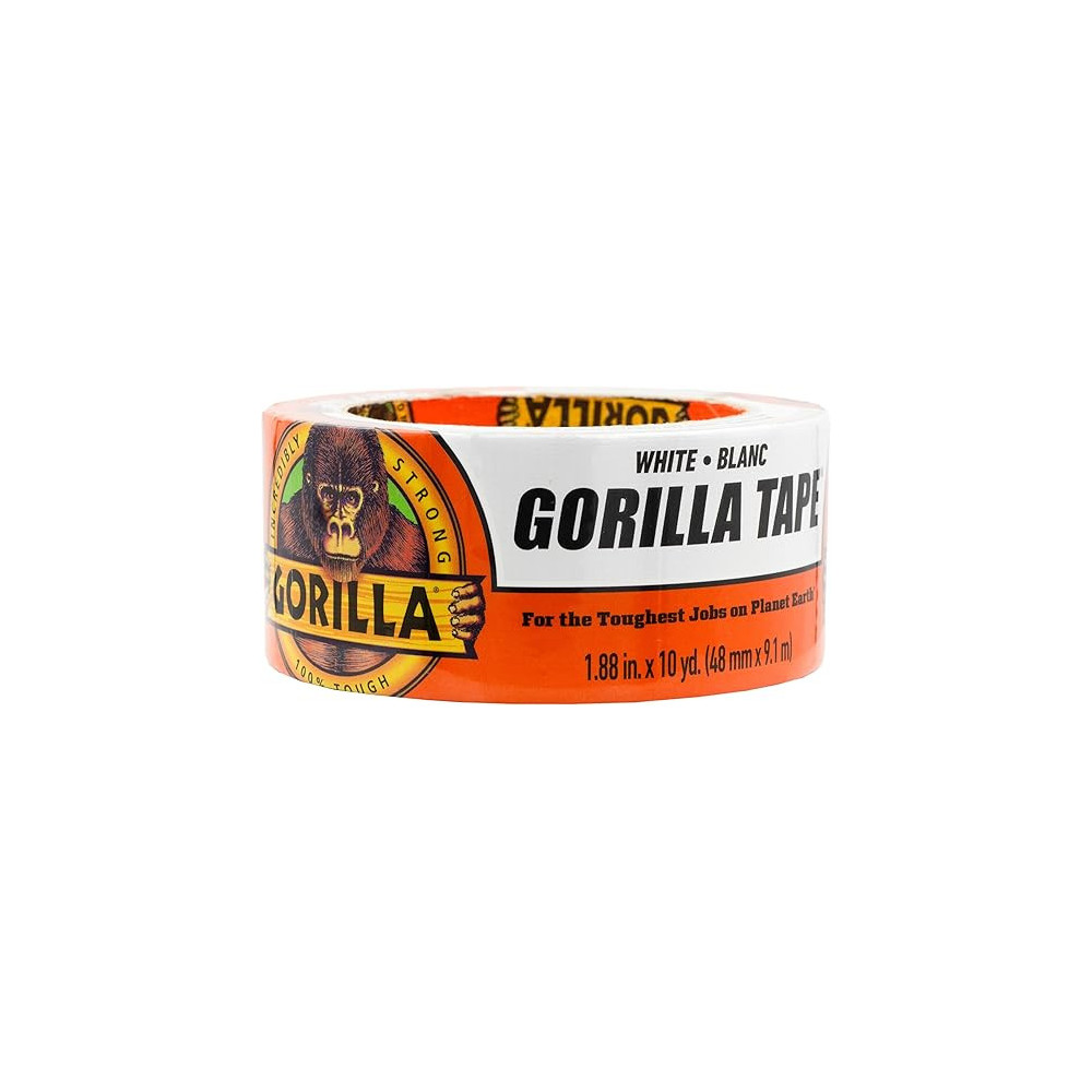 Gorilla Incredibly Strong Duct Tape 1.88 Inch x 10 Yard Roll, White