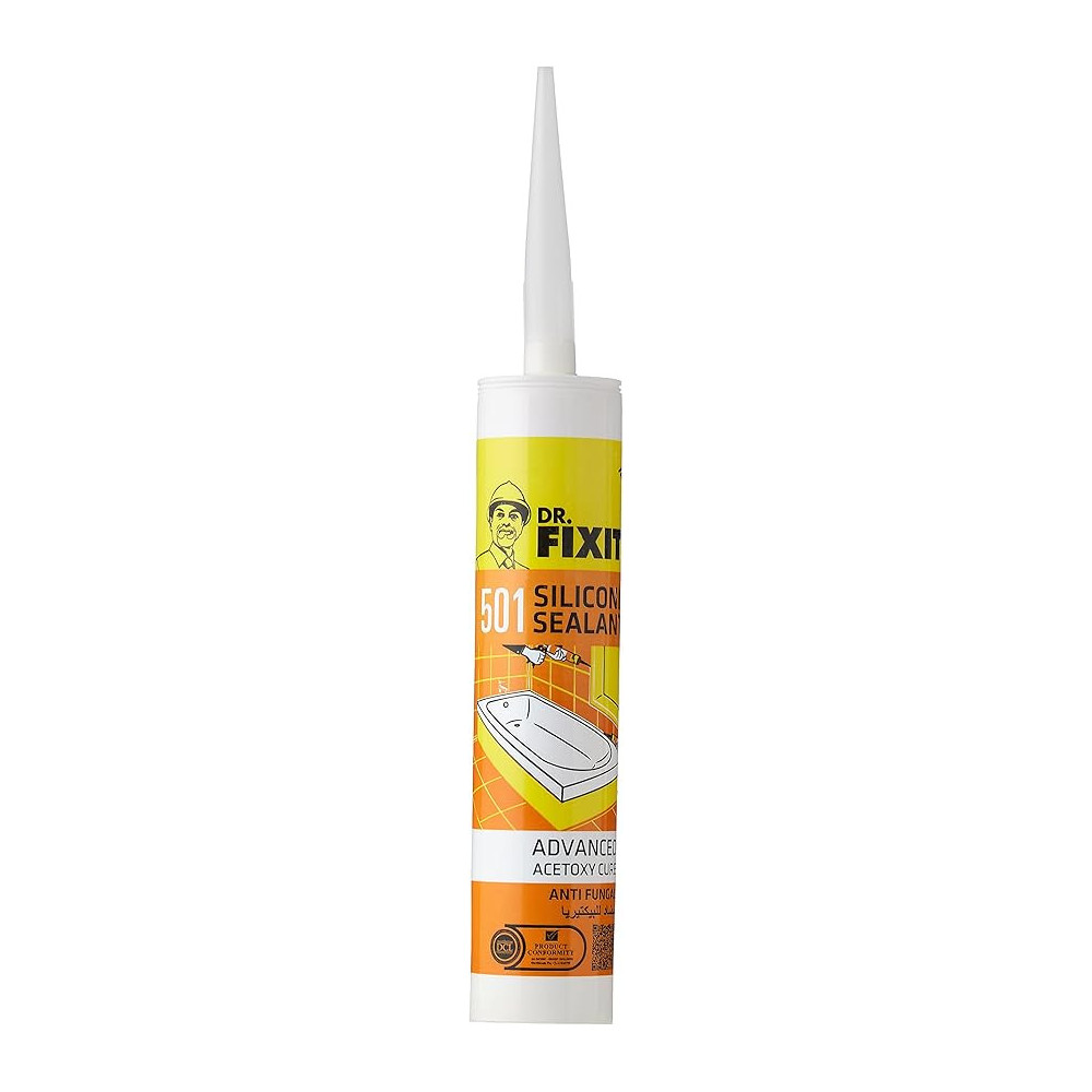Dr Fixit Premium Acetoxy Cure Silicone Sealant 280 ml, Clear