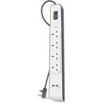 Belkin Extension Cord 4 Outputs With Usb Port, White