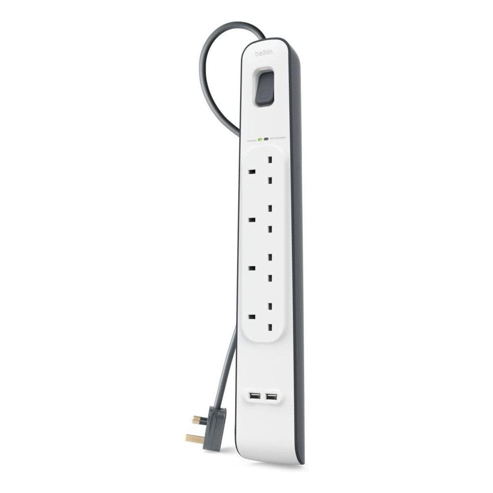 Belkin Extension Cord 4 Outputs With Usb Port, White