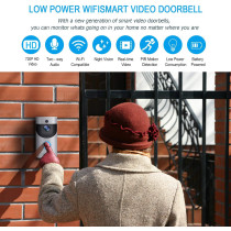 Uk Plus Wifi Smart Video Doorbell, UK Plus Access Wireless Door Bell Smart Home 720P Hd Wifi Camera Security With Two-Way Talk & Video,Pir Motion Detection (Batteries Not Included)