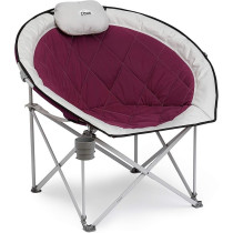 Core Equipment Folding Durable Steel Frame Oversized Padded Round Chair, Wine Color