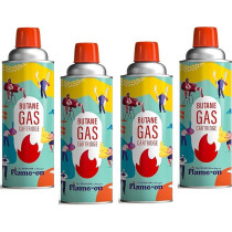 Flame On Premium Portable Butane Gas For Camping Stoves And Light Pack Of 4, 400ml