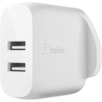 Belkin Boost Charge Dual USB-A Wall Charger 24W For Android Phones And iPhones, White