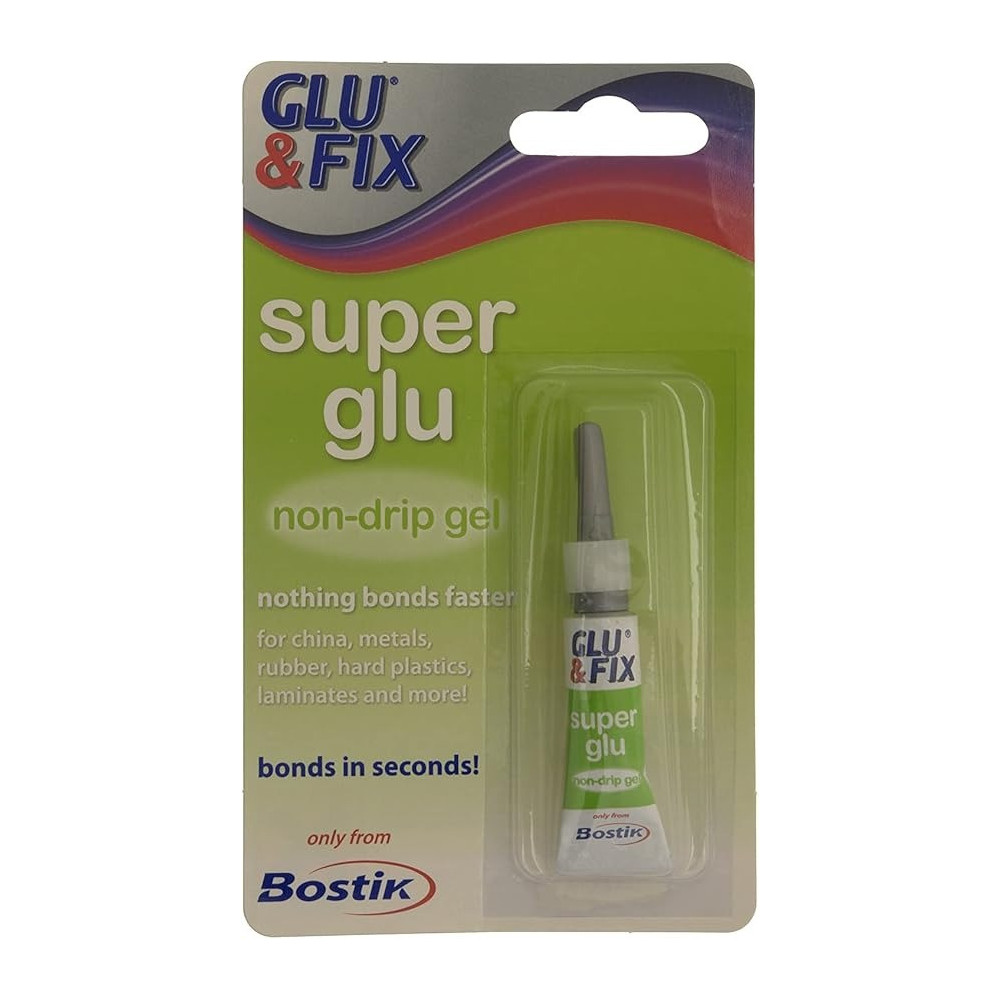 Bostik Glu And Fix Super Glue With Non Drip Gel, Bonds In Seconds, 3g