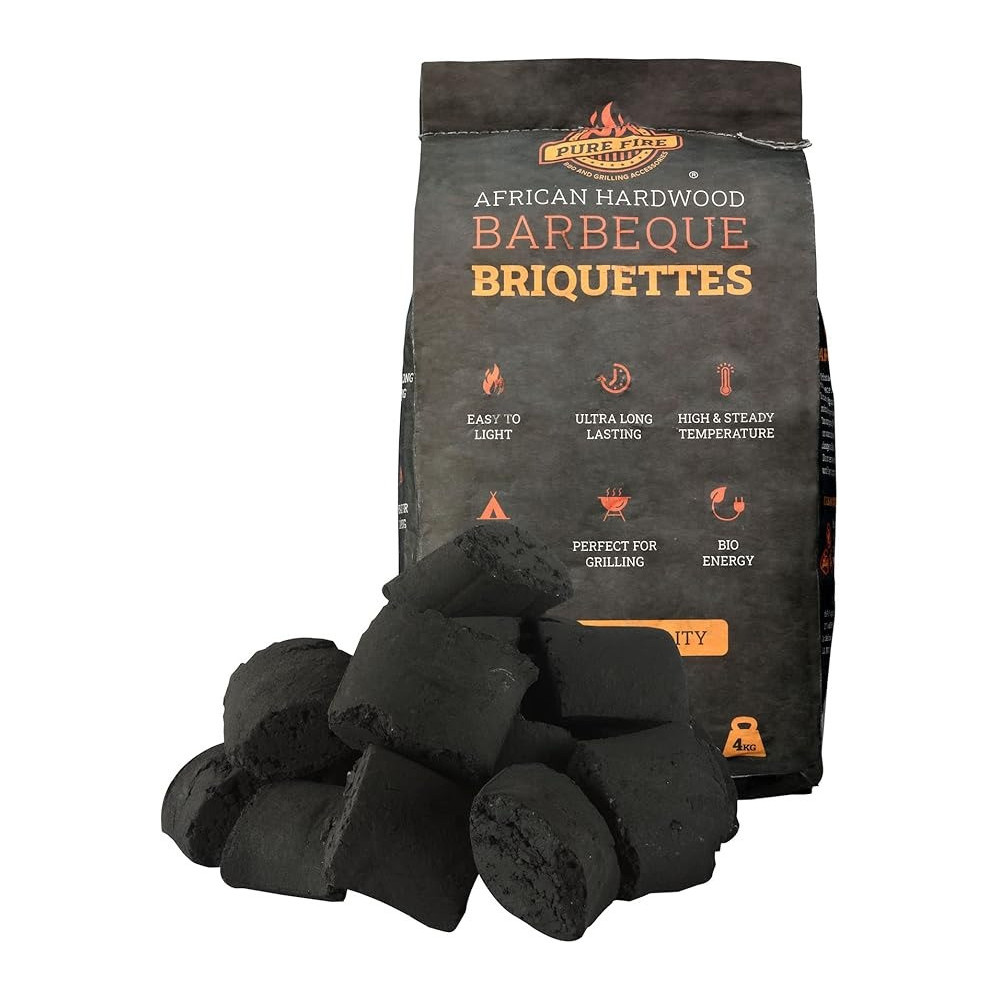 Pure Fire African Hardwood Barbeque Charcoal Briquettes, 4kg