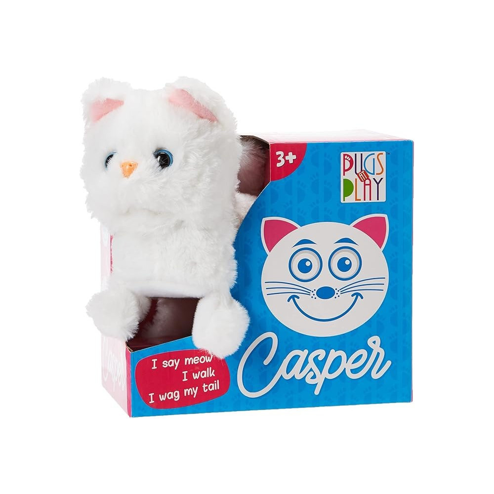 Pugs At Play Casper Walking Cat For Kids, White