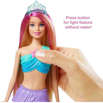 Barbie Mermaid Doll With Water-Activated Twinkle Light-Up Tail, Pink-Streaked Hair