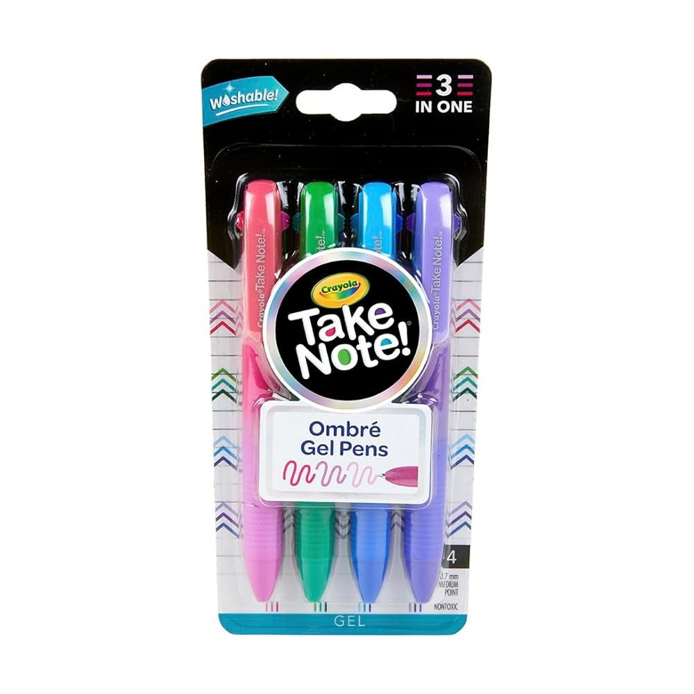 Crayola Washable Gel Pen Set, 3 Shades In 1 Pen, 4 Count