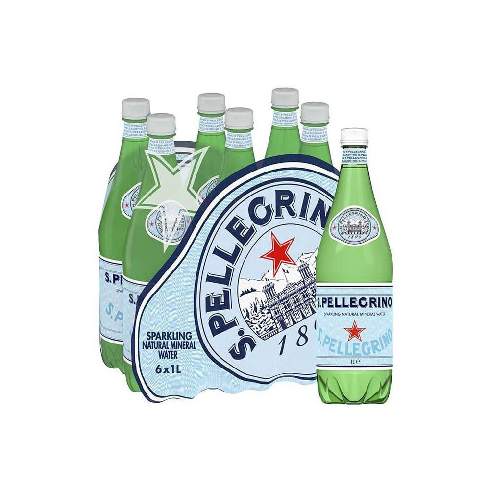 San Pellegrino Natural Sparkling Water Plastic 1ltr (6 X 1 Liters)