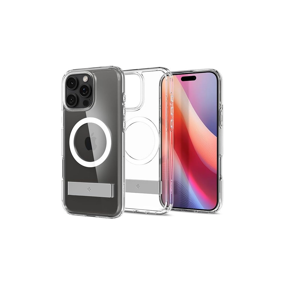 Spigen Ultra Hybrid S MagFit For iPhone 16 Pro Max Case Cover With Kickstand, Crystal Clear