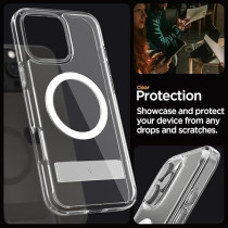 Spigen Ultra Hybrid S MagFit For iPhone 16 Pro Max Case Cover With Kickstand, Crystal Clear