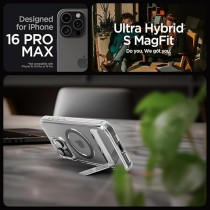 Spigen Ultra Hybrid S MagFit For iPhone 16 Pro Max Case Cover With Kickstand MagSafe Compatible, Graphite