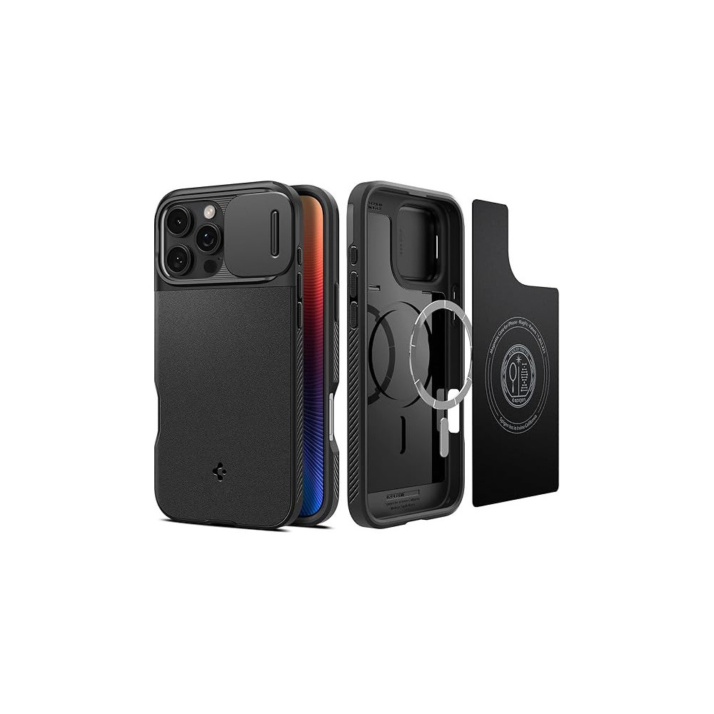 Spigen Optik Armor MagFit For iPhone 16 Pro Max Case Cover, MagSafe Compatible, Black
