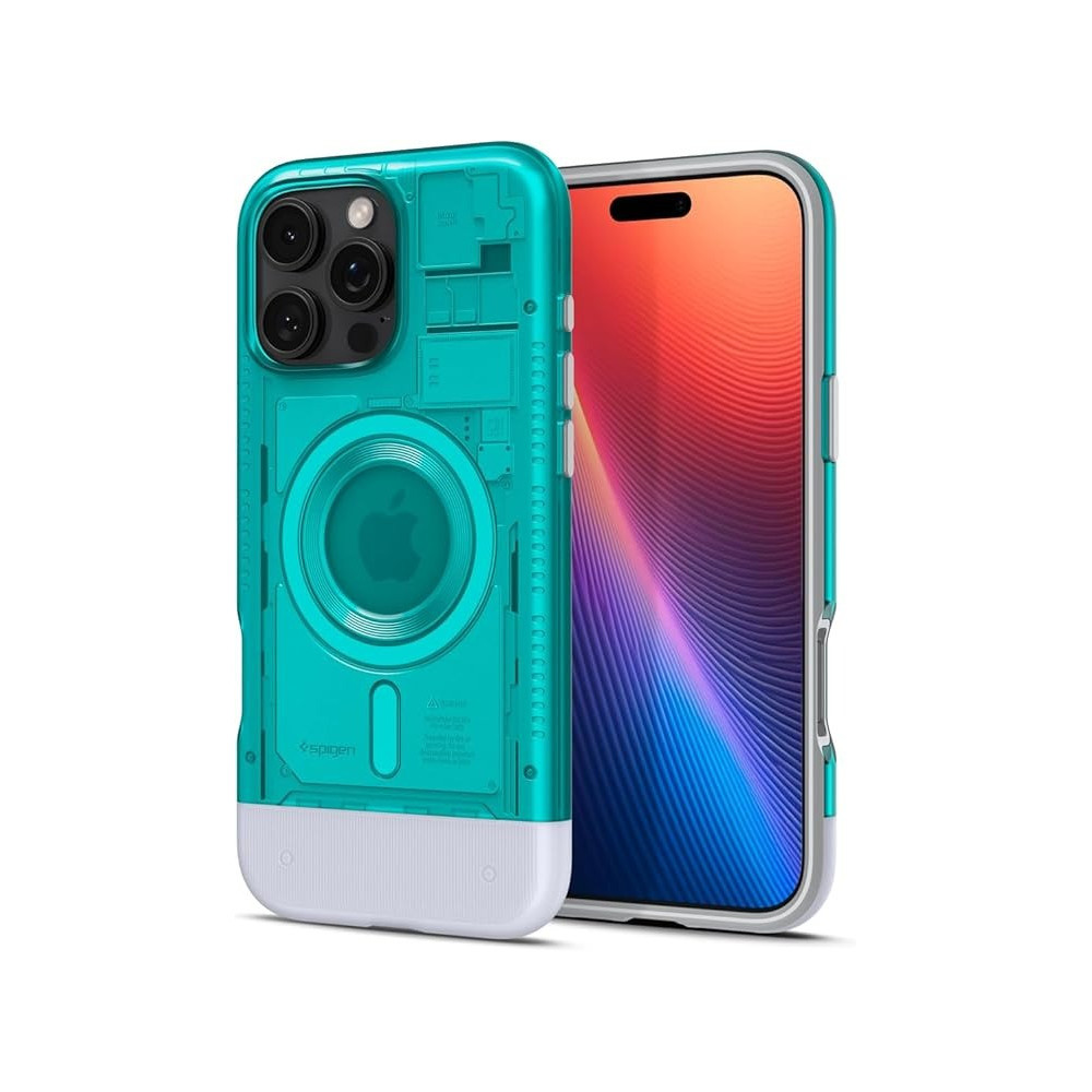 Spigen Classic C1 MagFit For iPhone 16 Pro Max Case Cover MagSafe Compatible Extreme Protection Tech, Bondi Blue