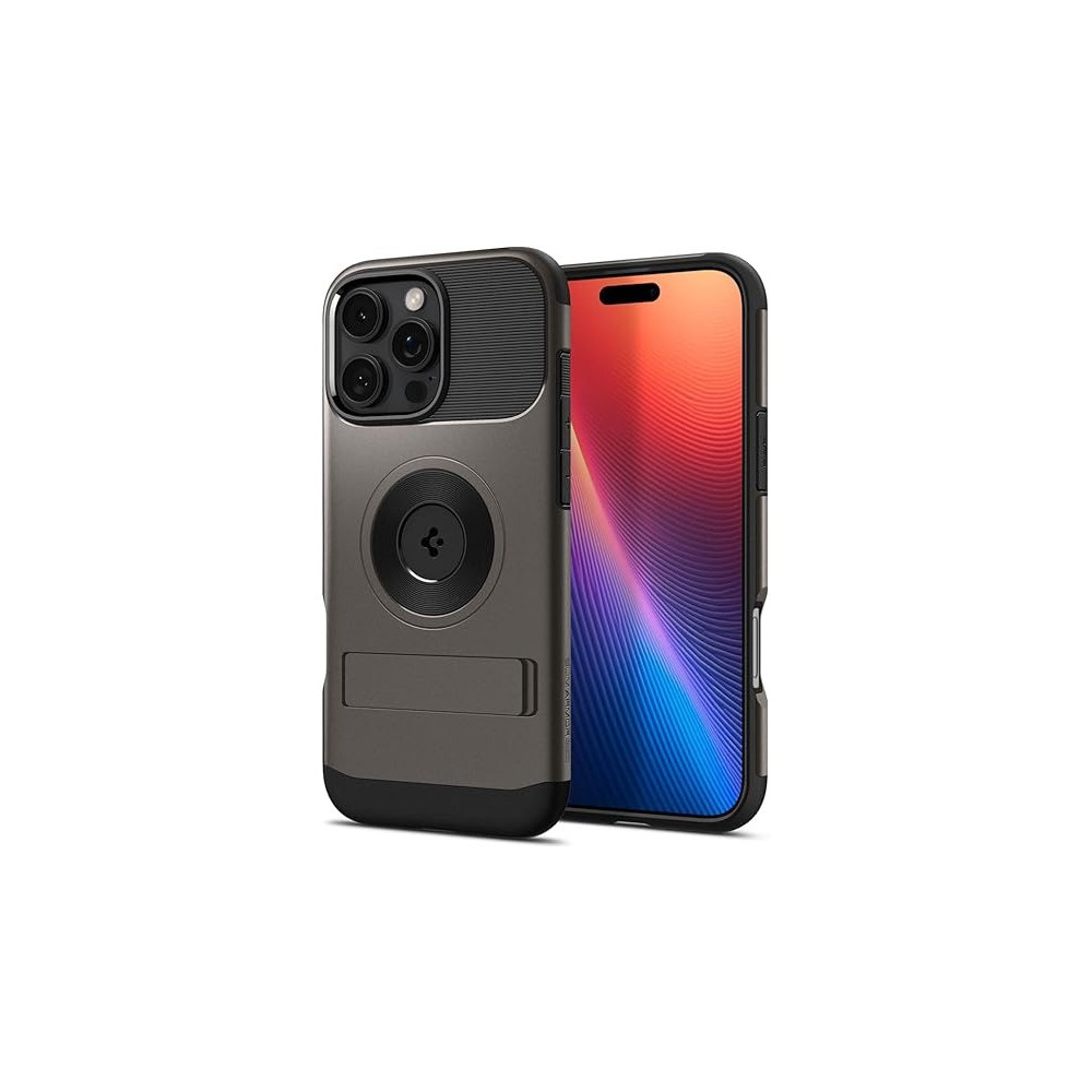 Spigen Slim Armor MagFit For iPhone 16 Pro Max Case Cover With Kickstand MagSafe Compatible, Gunmetal