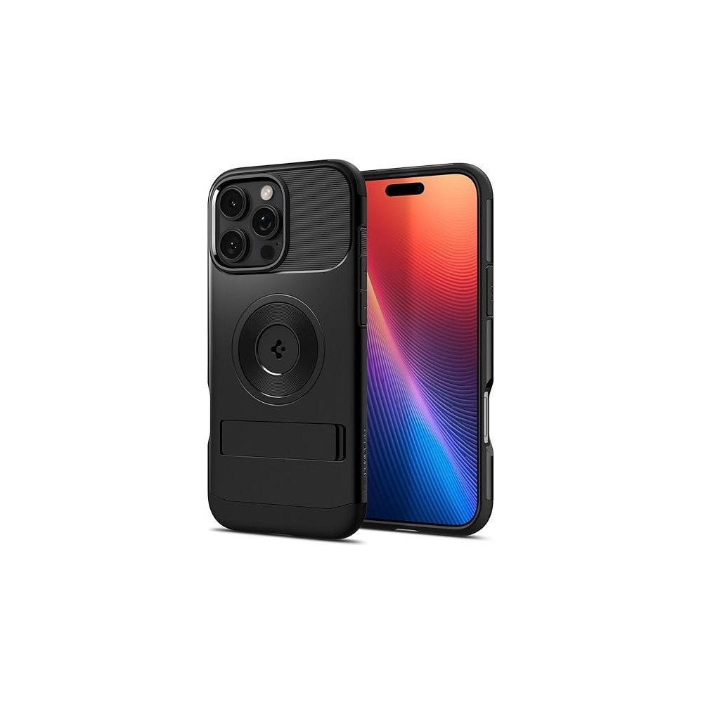 Spigen Slim Armor MagFit For iPhone 16 Pro Max Case Cover With Kickstand MagSafe Compatible, Black