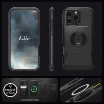 Spigen Slim Armor MagFit For iPhone 16 Pro Max Case Cover With Kickstand MagSafe Compatible, Black