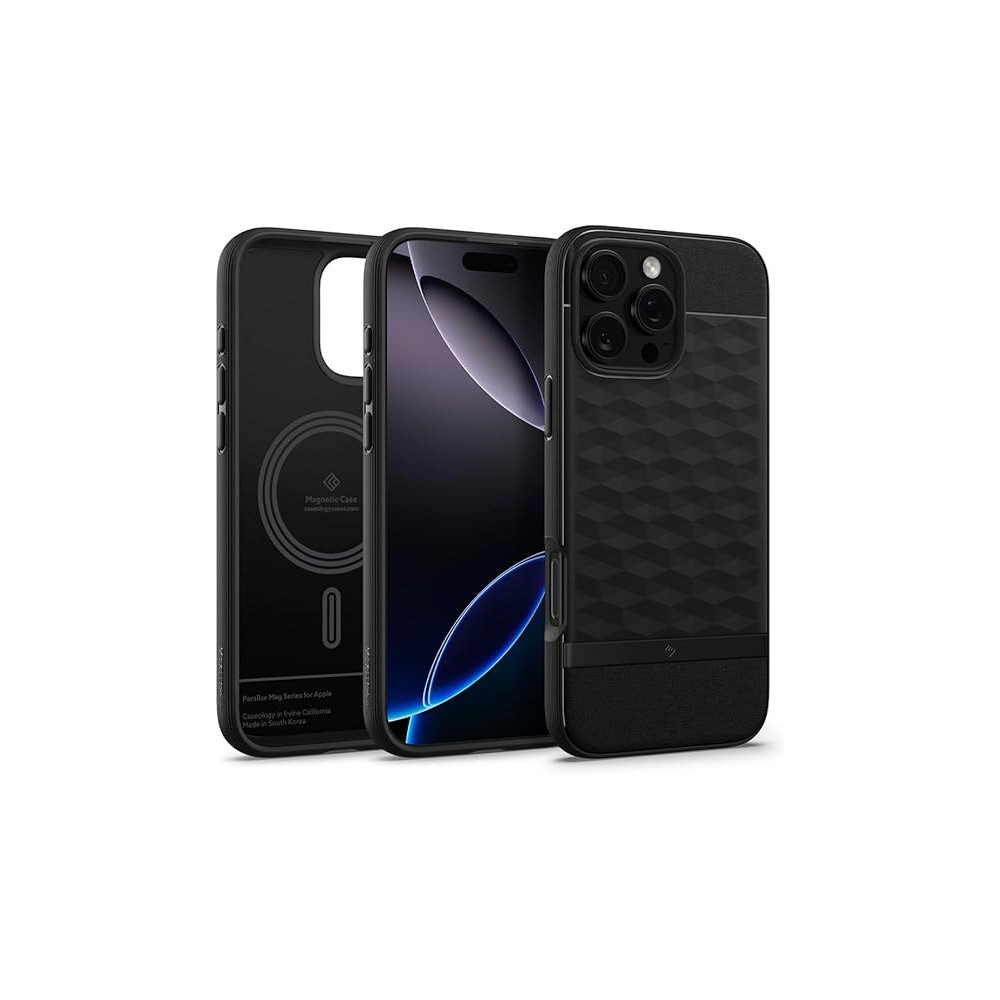 Caseology Parallax Mag For iPhone 16 Pro Max Case Cover MagSafe Compatible Military Grade, Matte Black