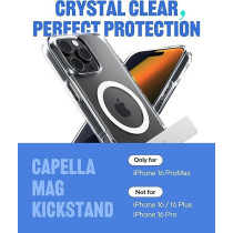 Caseology Capella Mag Kickstand For iPhone 16 Pro Max Case Cover MagSafe Compatible, Clear White Silver